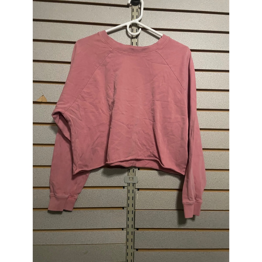 DOUBLE ZERO Dusty Rose Pink Cropped‎ Sweatshirt Pullover Women's Size Large